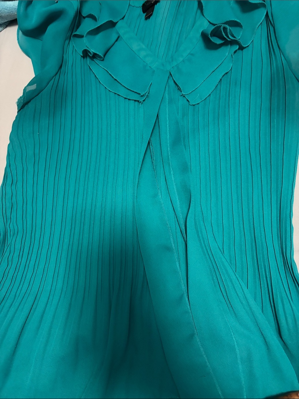 East 5th Teal Pleated Ruffle Blouse